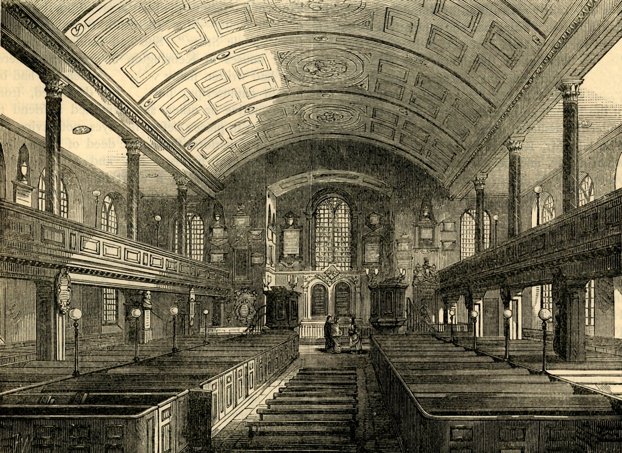 Interiør af Kensington Church, 1850, c1876. af Unbekannt