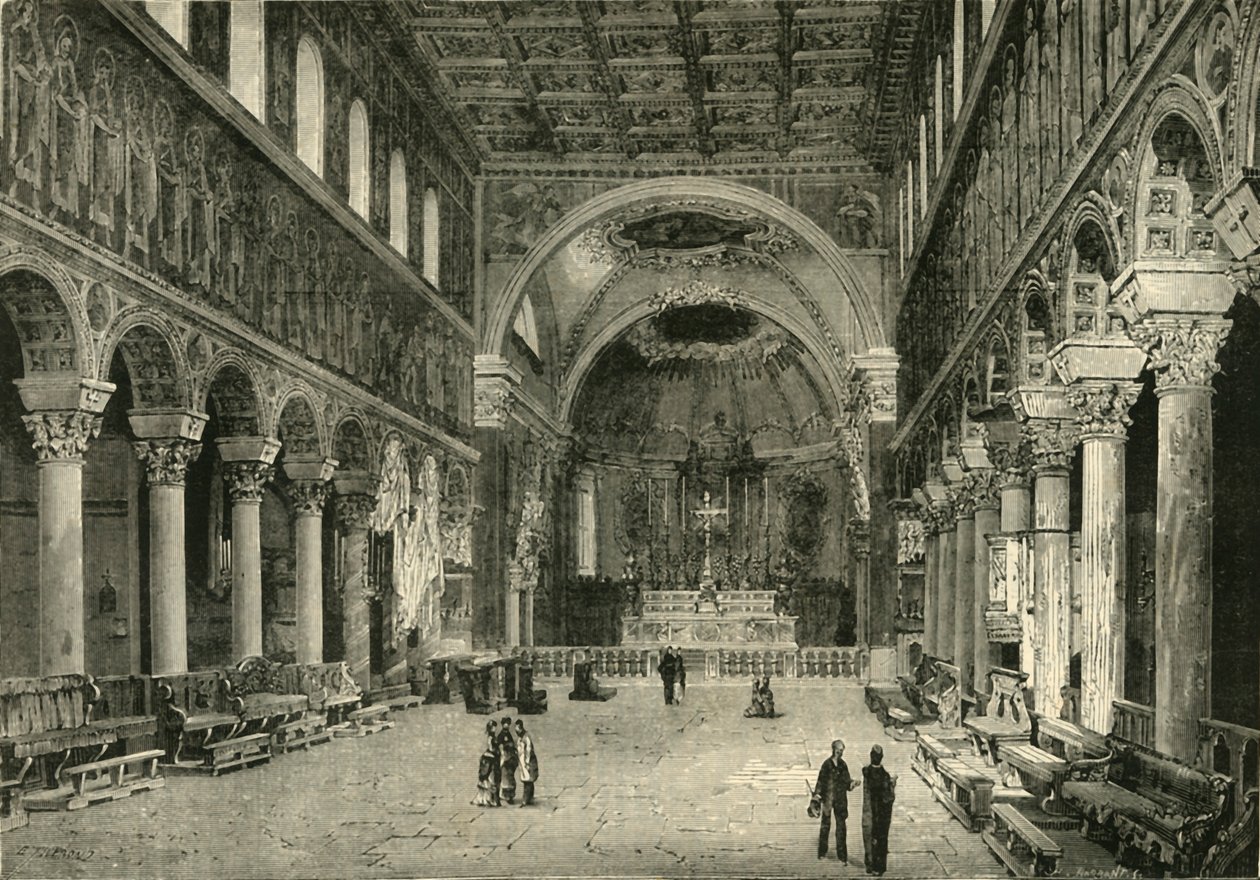 Interiør af San Apollinare Nuovo, Ravenna, 1890. af Unbekannt