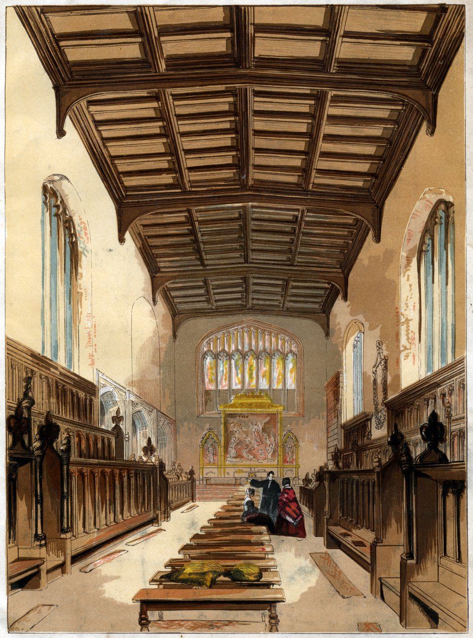 Interiør af St Johns College Chapel, Cambridge, Cambridgeshire af Unbekannt