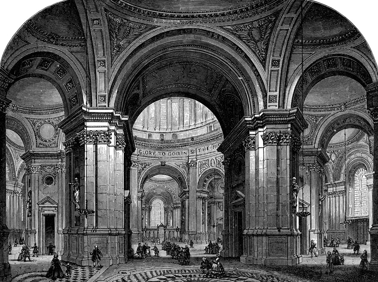 Interiør af St Pauls Cathedral, London, andet design, 17. århundrede 1882 af Unbekannt
