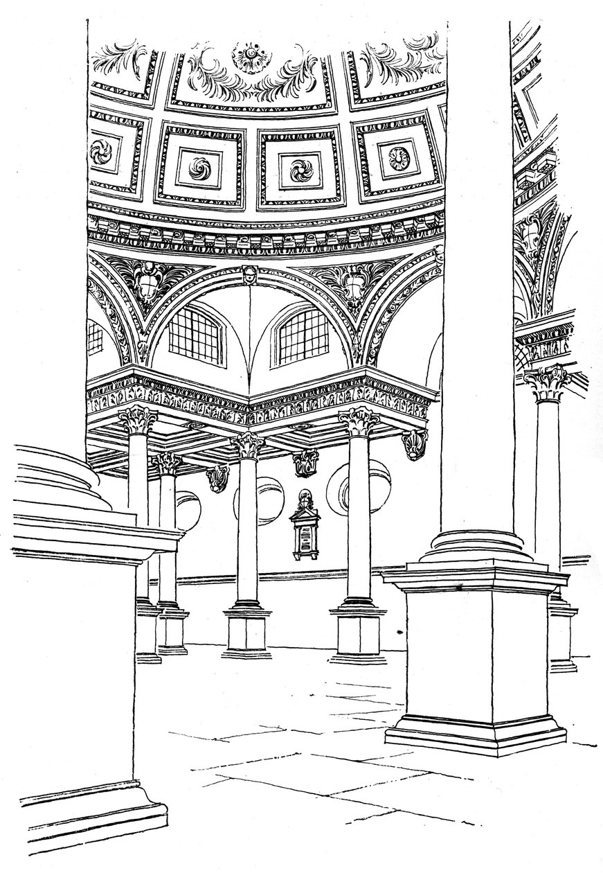 Interiør af St Stephens Church, Walbrook, City of London, 1893 af Unbekannt