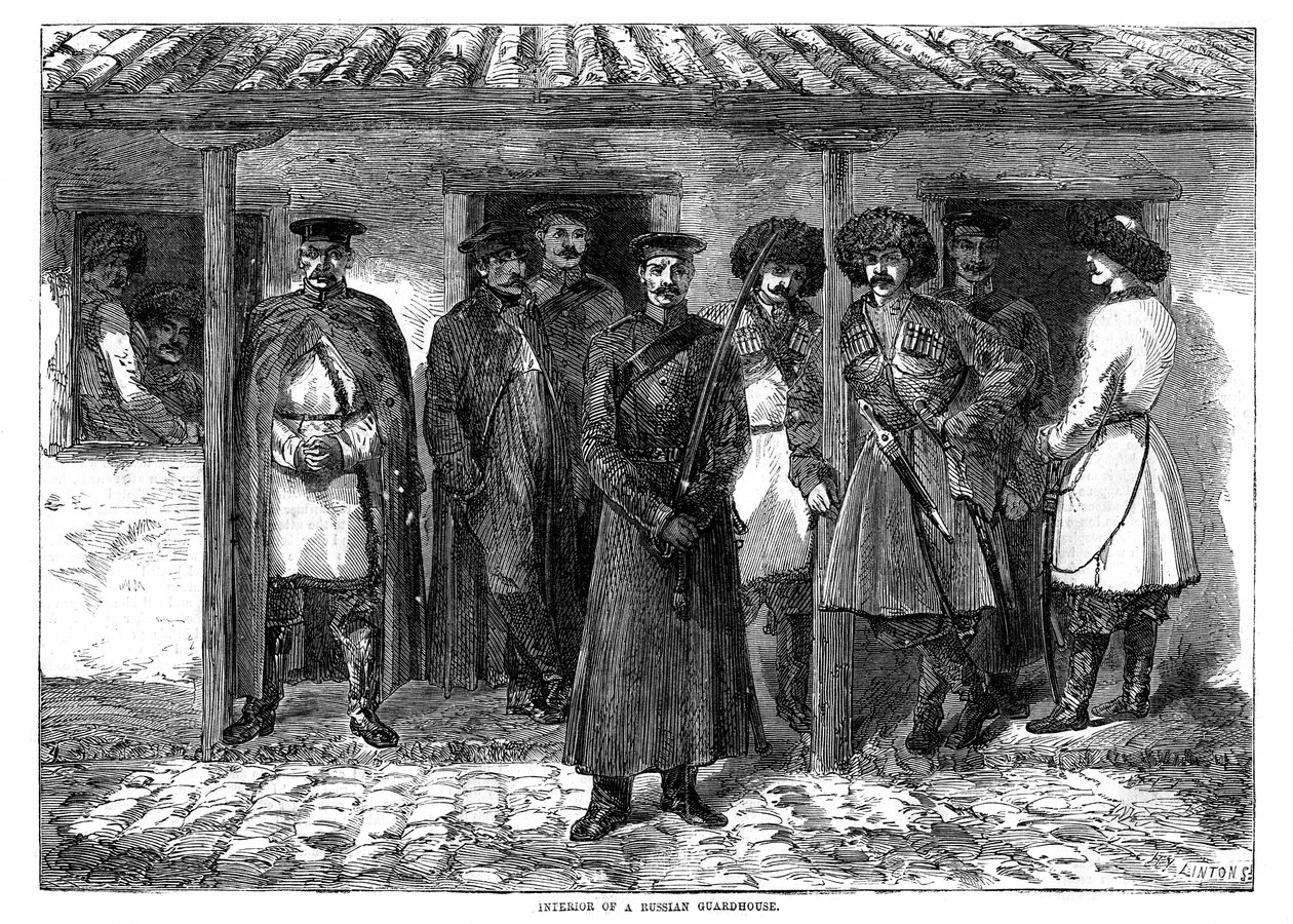 Interiør af et russisk vagthus, Krimkrigen, 1855 af Unbekannt