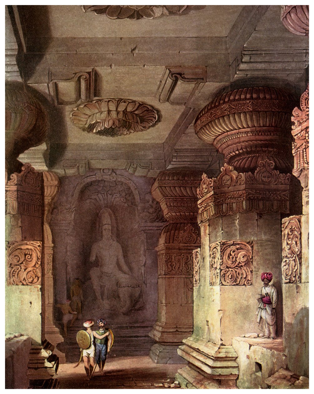 Interiør af et huletempel, Ellora, Maharashtra, Indien, 19. århundrede 1956 af Unbekannt