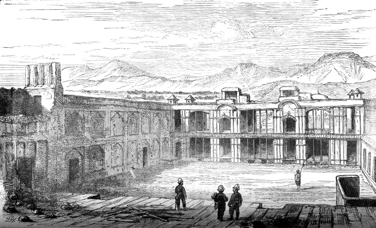 Interiør af British Residency, Cabul, Looking South, 1879, c1880 af Unbekannt