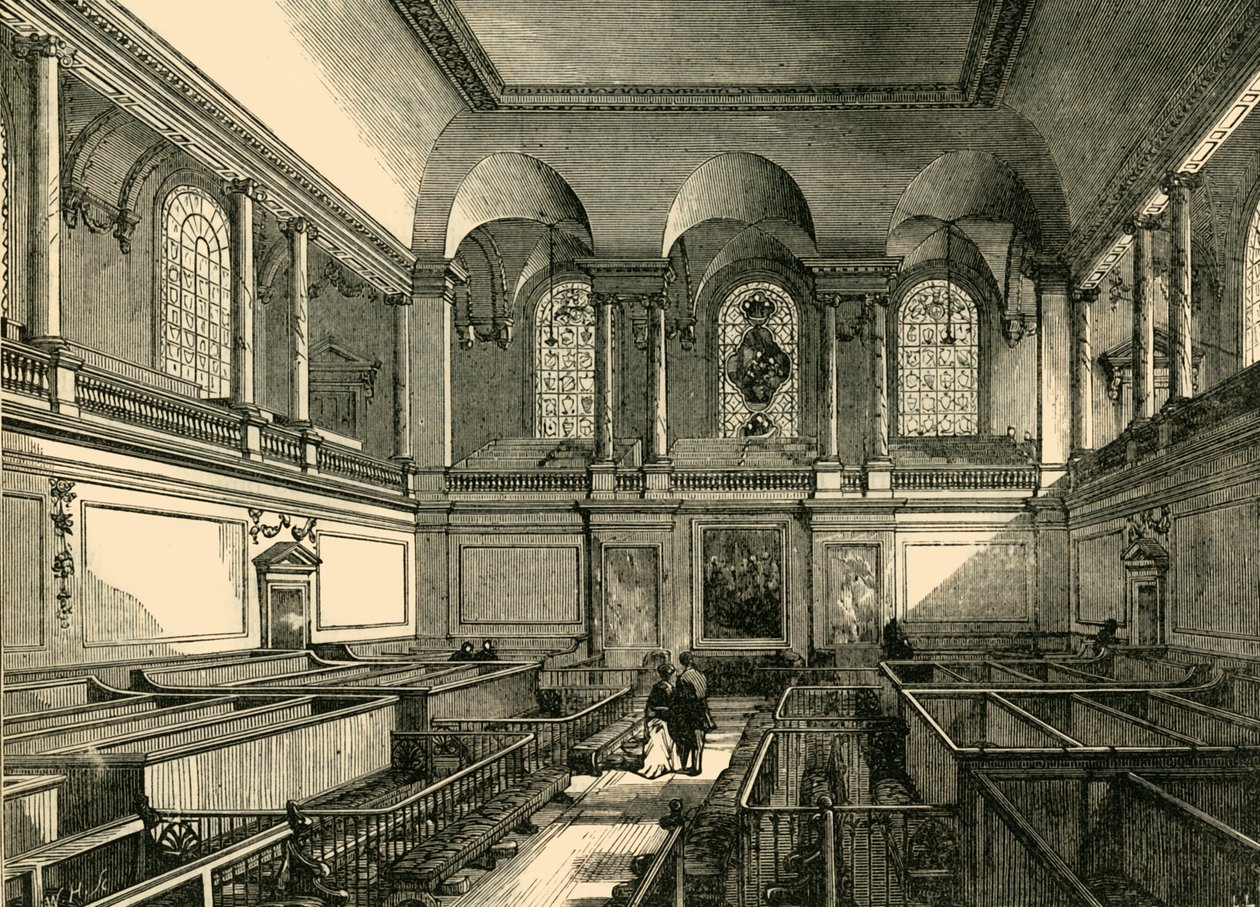Interiør af kapellet på Foundling Hospital, c1876. af Unbekannt