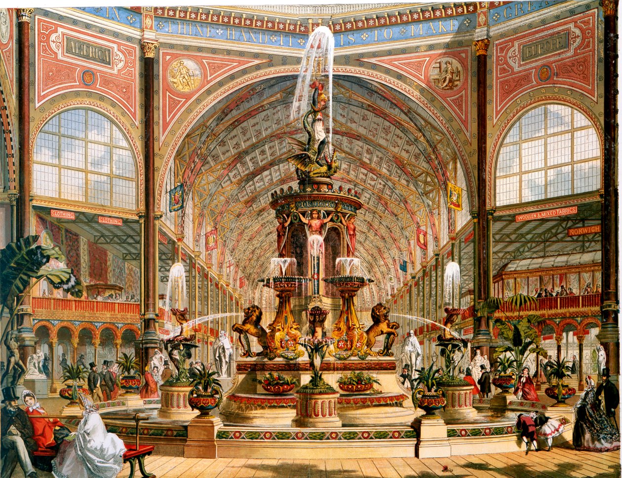 Interiør af Crystal Palace under den internationale udstilling, 1862 af Unbekannt