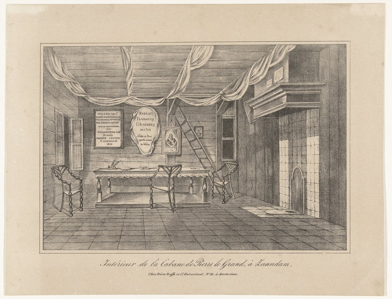 Interiør af Czar Peter House i Zaandam, 1697, midten af det 19. århundrede af Unbekannt