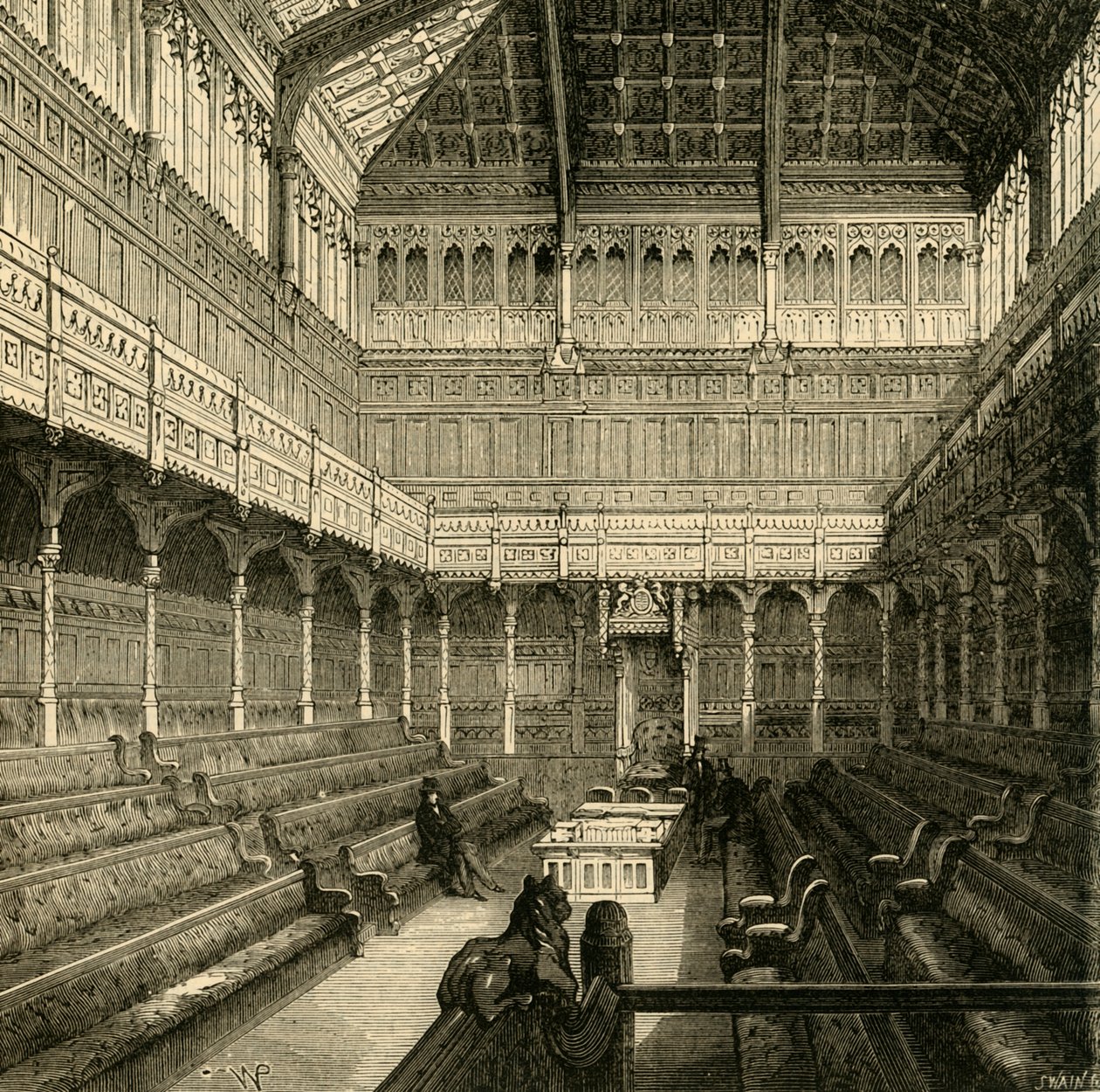 Interiør af Underhuset, 1875, 1881. af Unbekannt