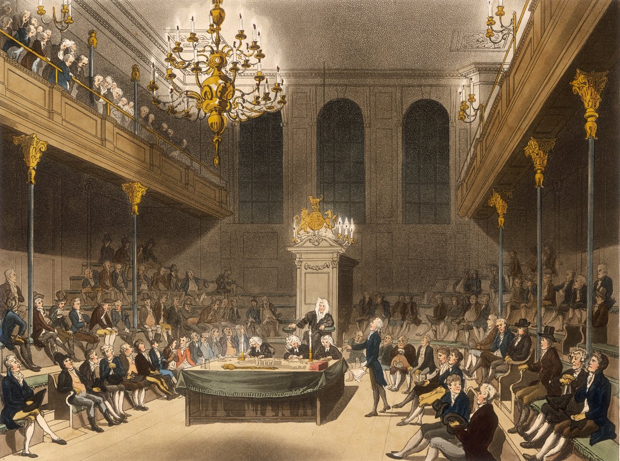 Interiør af House of Commons, Westminster, London, 1809 af Unbekannt
