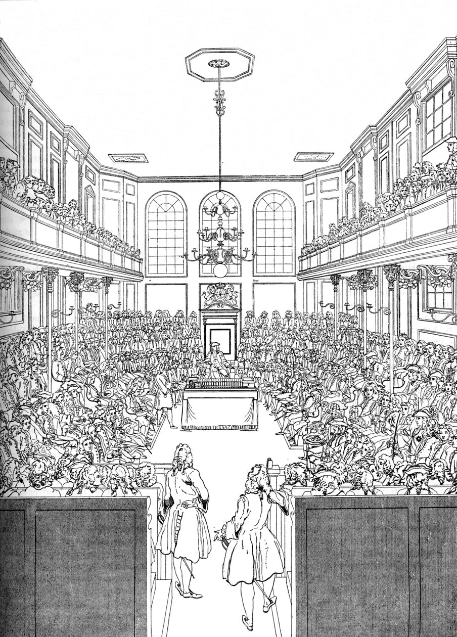 Interiør af Underhuset i 1742 1905 af Unbekannt