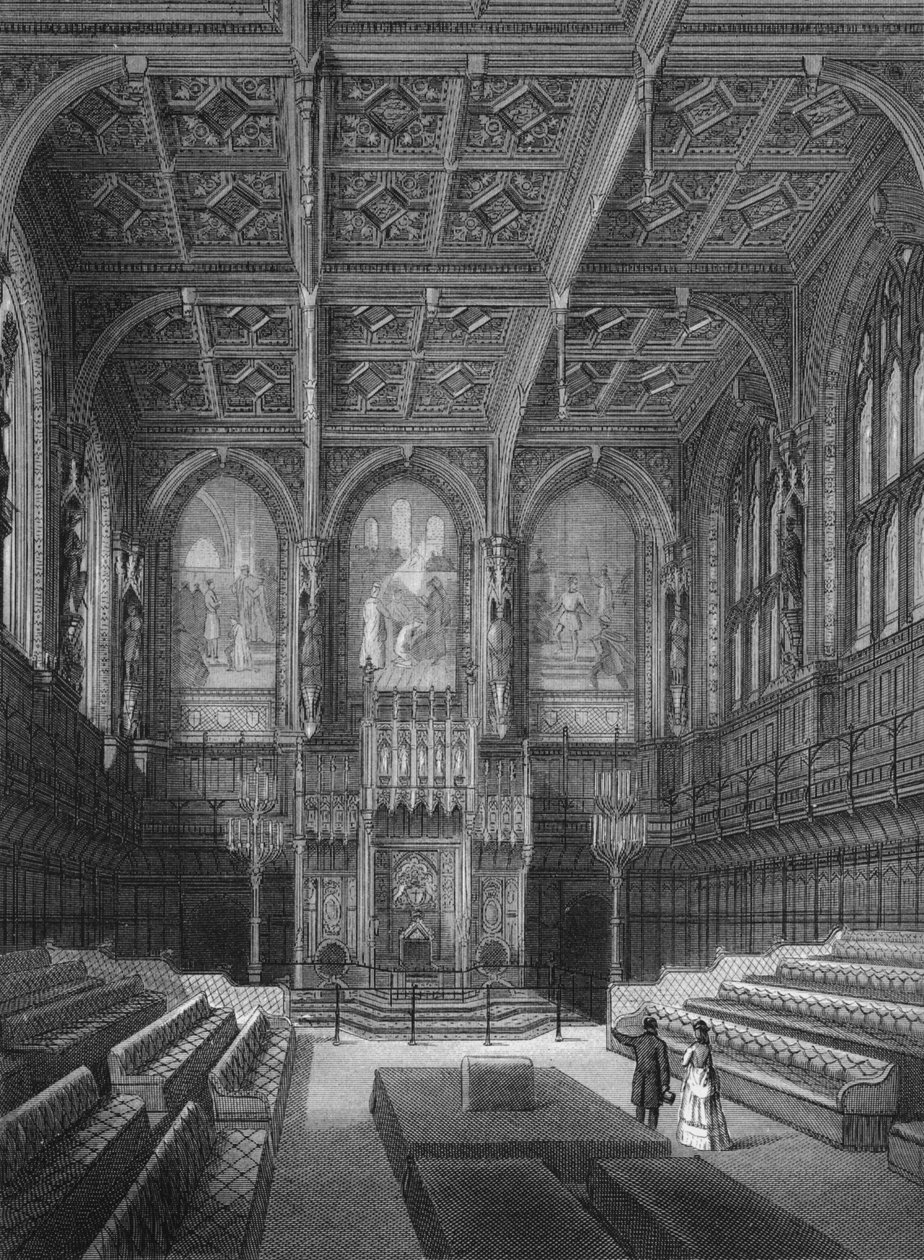 Interiør af House of Lords, Palace of Westminster, London c1878 1878 af Unbekannt