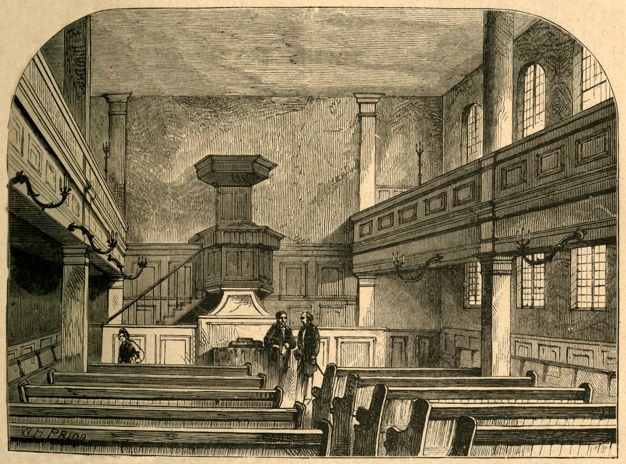 Interiør af Moravian Chapel i Fetter Lane, 1897. af Unbekannt