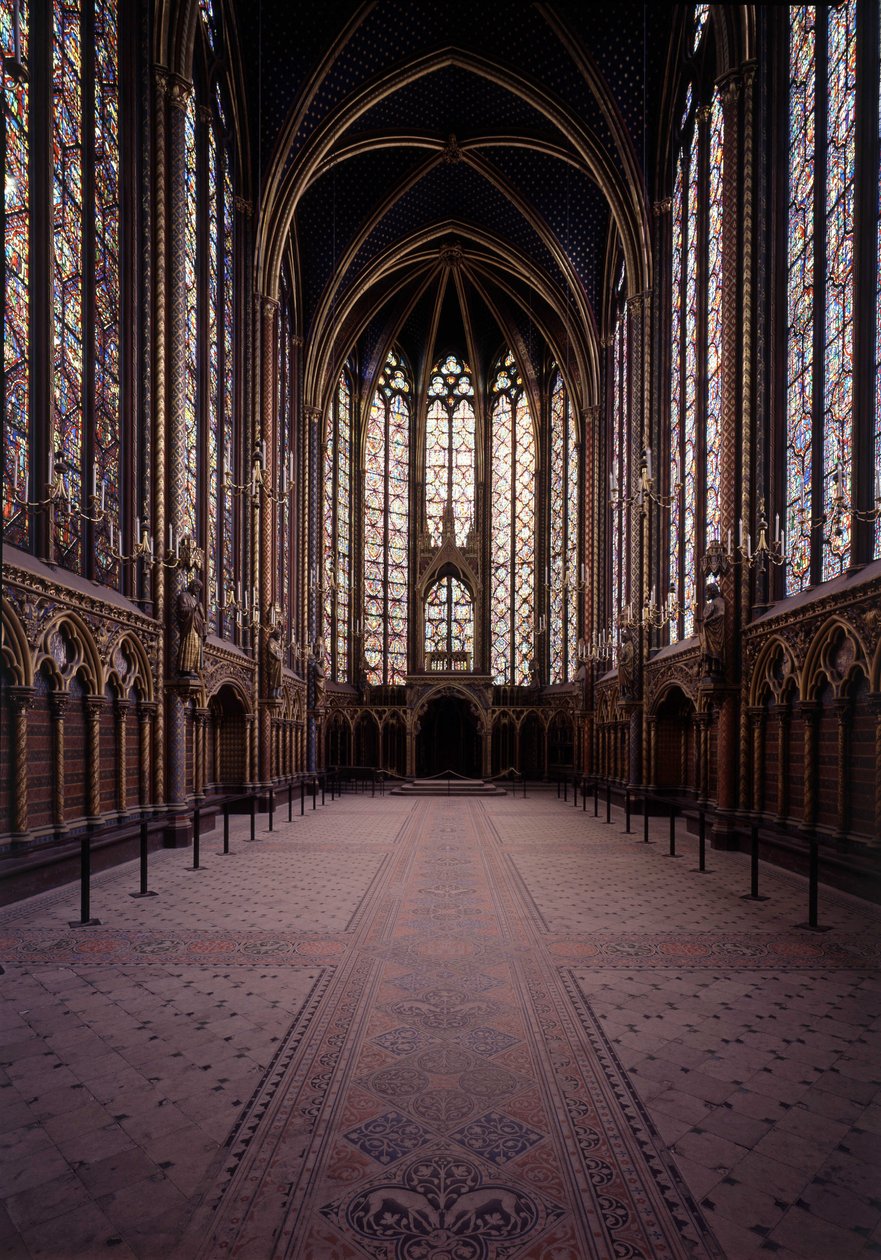 Interiør af Sainte Chapelle (øverste kapel) i Paris. Gotisk kunst fra det 13. århundrede. af Unbekannt