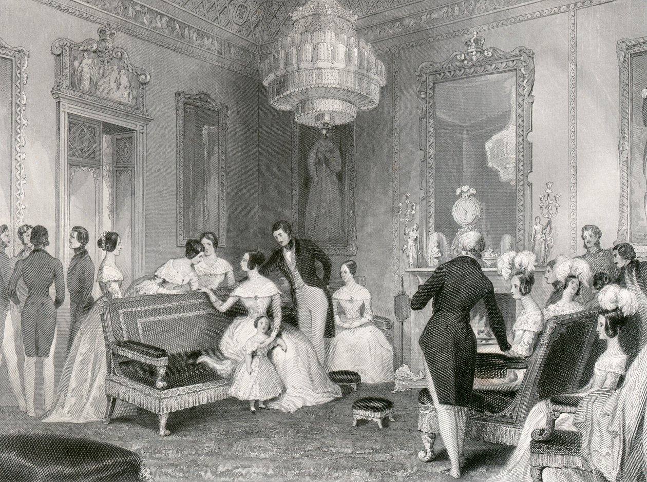 Interiør af den gule tegnestue, Buckingham Palace, London, 1840 af Unbekannt