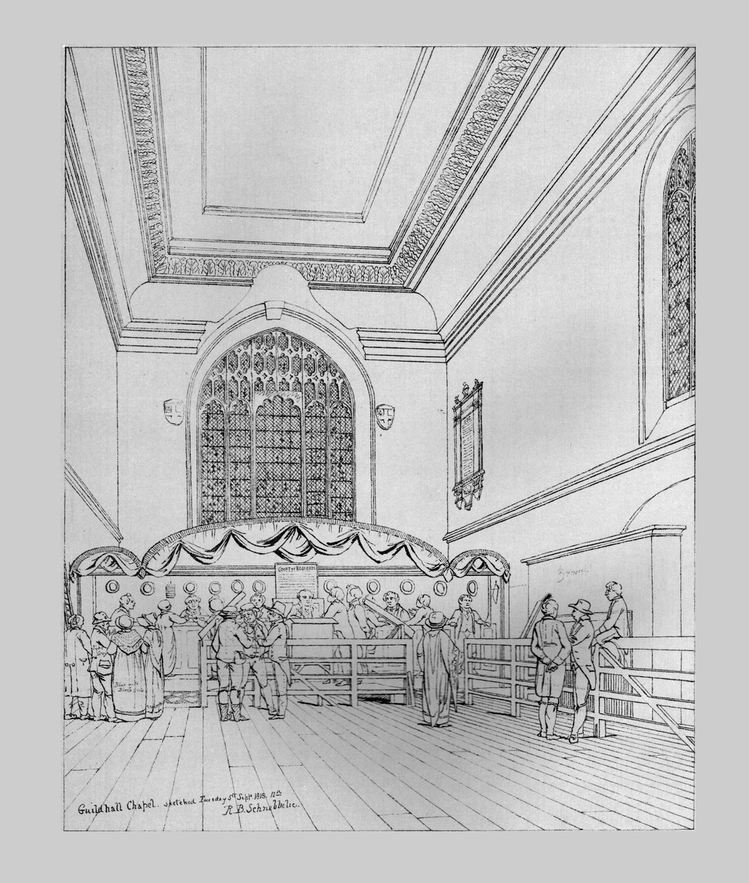 Indvendigt billede af Guildhall Chapel, 1815, 1886 af Unbekannt