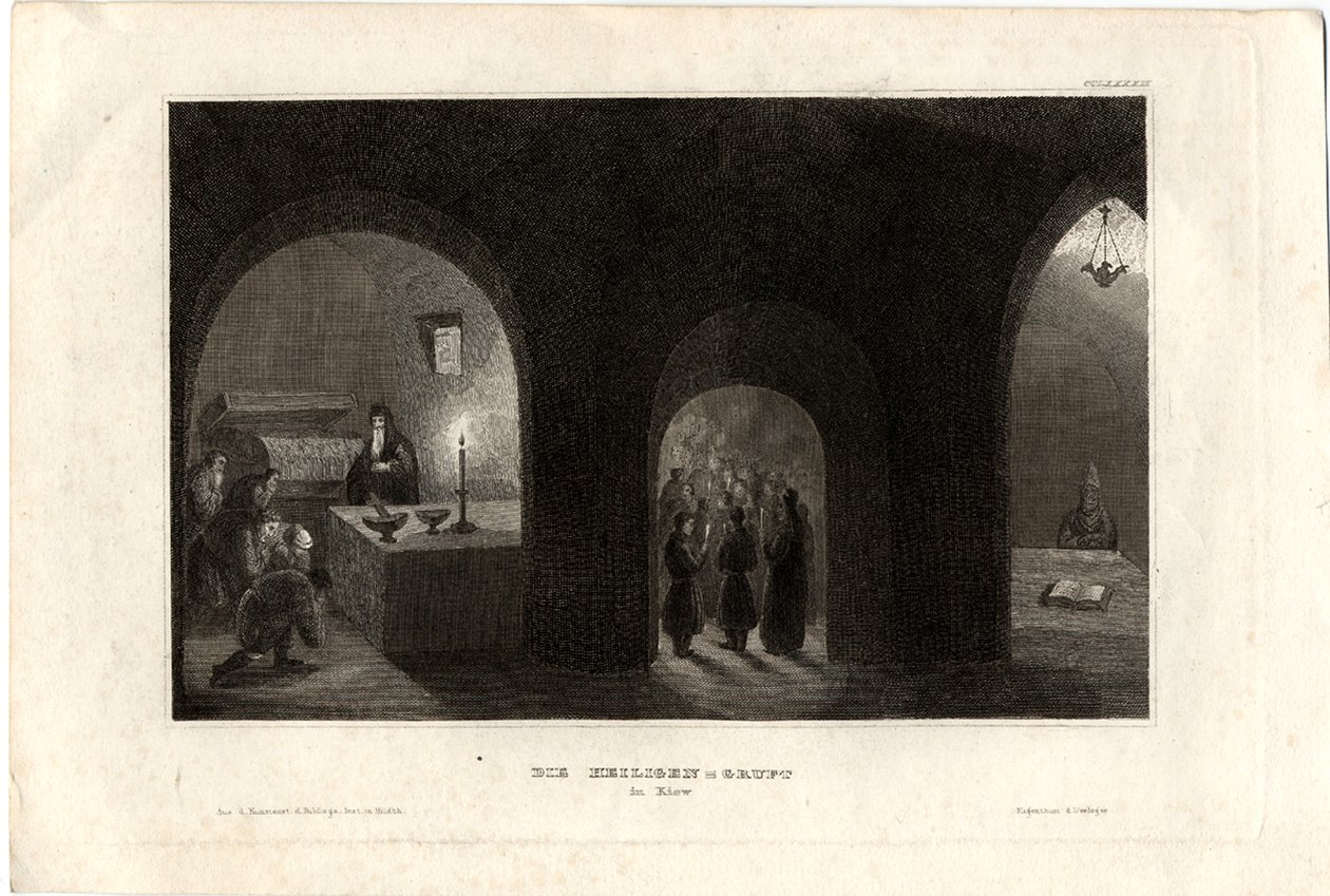 Indvendigt billede af den hellige grav i Kiev-klosteret i hulerne, 1850 af Unbekannt