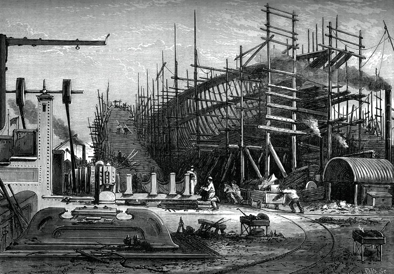 Jernskib, Mrs Samudas værft, Isle of Dogs, London, c1880 af Unbekannt