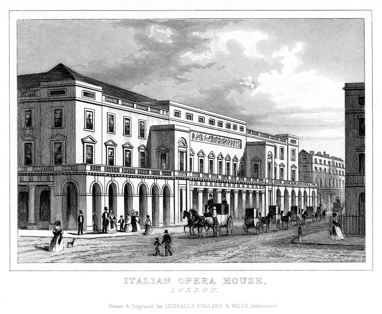 Italian Opera House, Haymarket, Westminster, London, slutningen af det 18. - begyndelsen af det 19. århundrede af Unbekannt