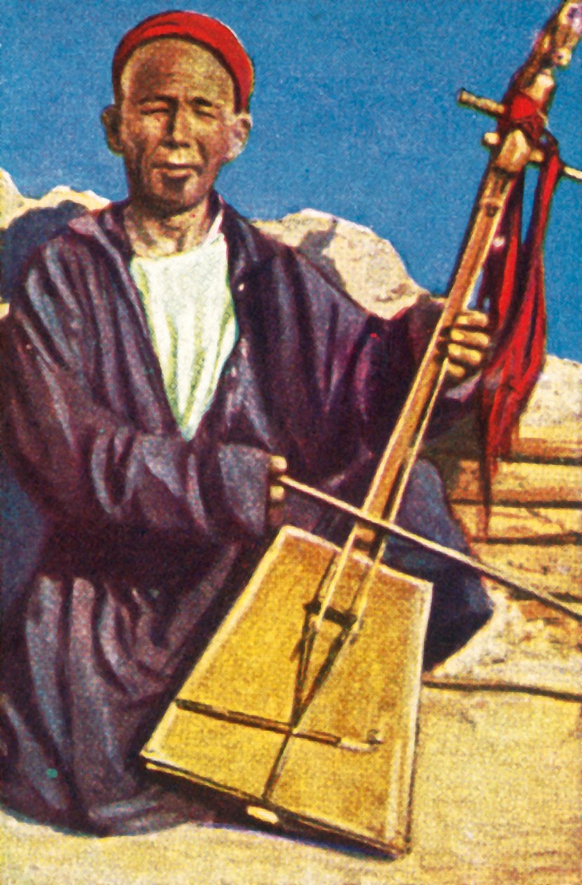 Omrejsende musiker, Mongoliet, c1928. af Unbekannt