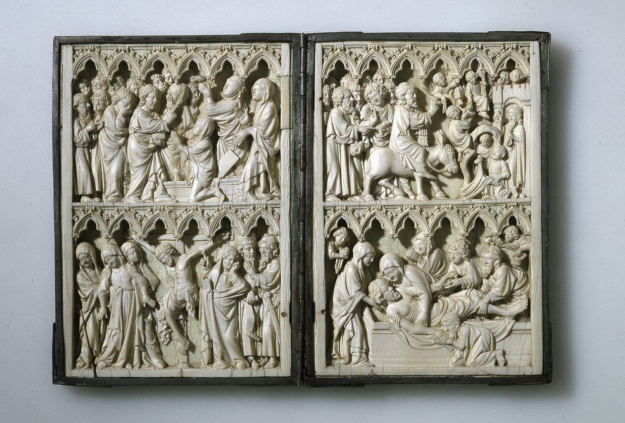 Elfenbensdiptykon med scener fra Life of Christ Ejendom af dronning Jadwiga af Polen, 1300-tallet af Unbekannt