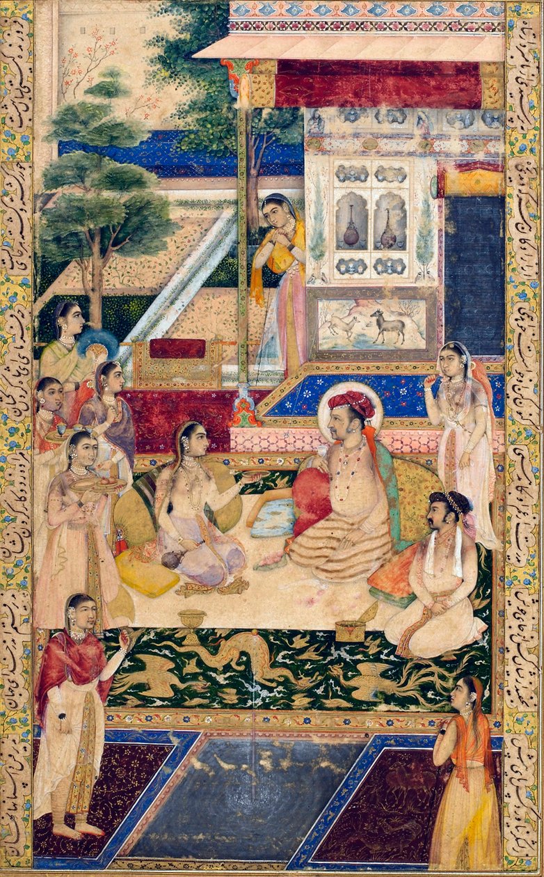 Jahangir og prins Khurram med Nur Jahan, c1624-1625 af Unbekannt