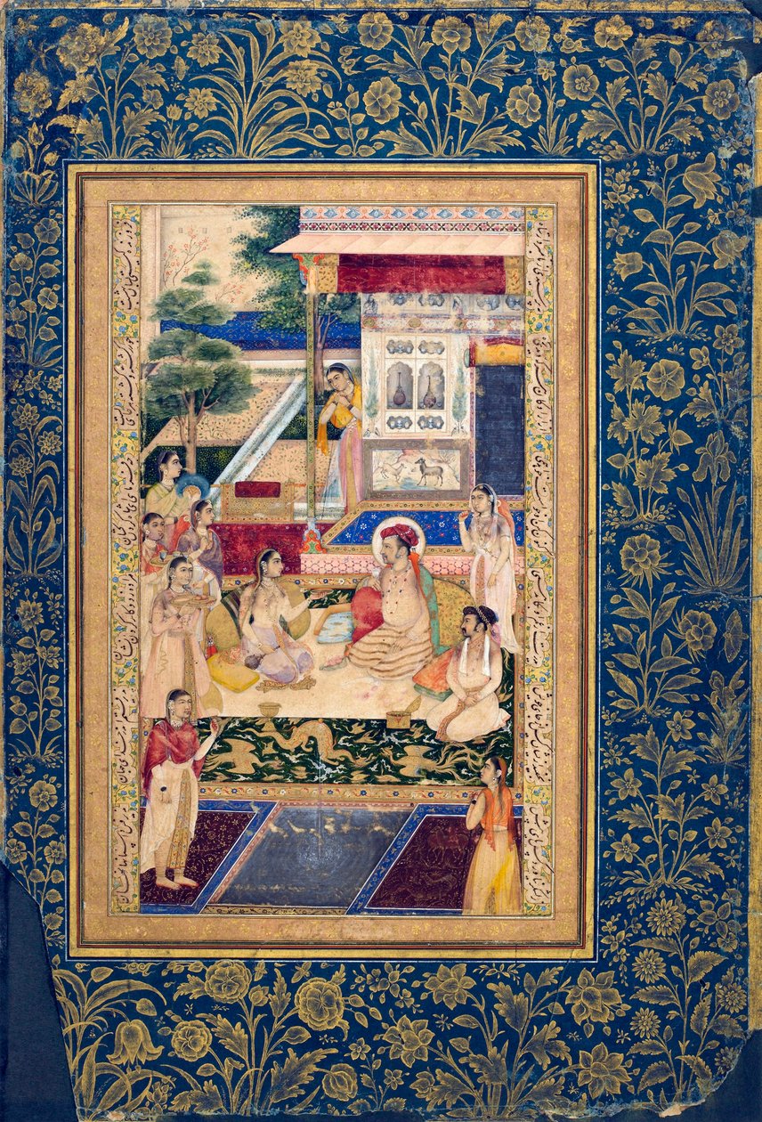 Jahangir og prins Khurram med Nur Jahan, c1624-1625 af Unbekannt