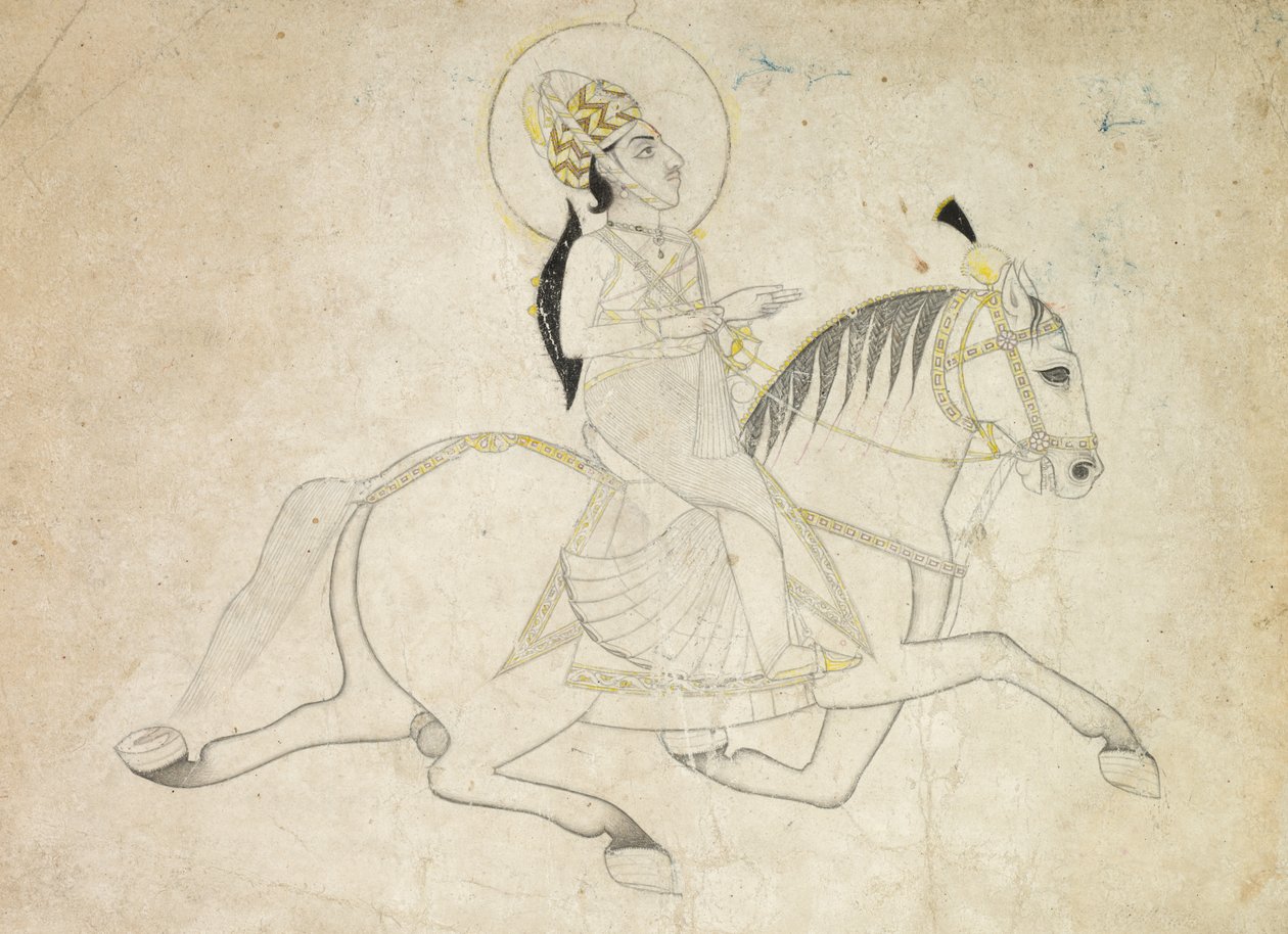 Jai Singh III af Jaipur r. 1818-1835 Ridning, ca. 1820. af Unbekannt