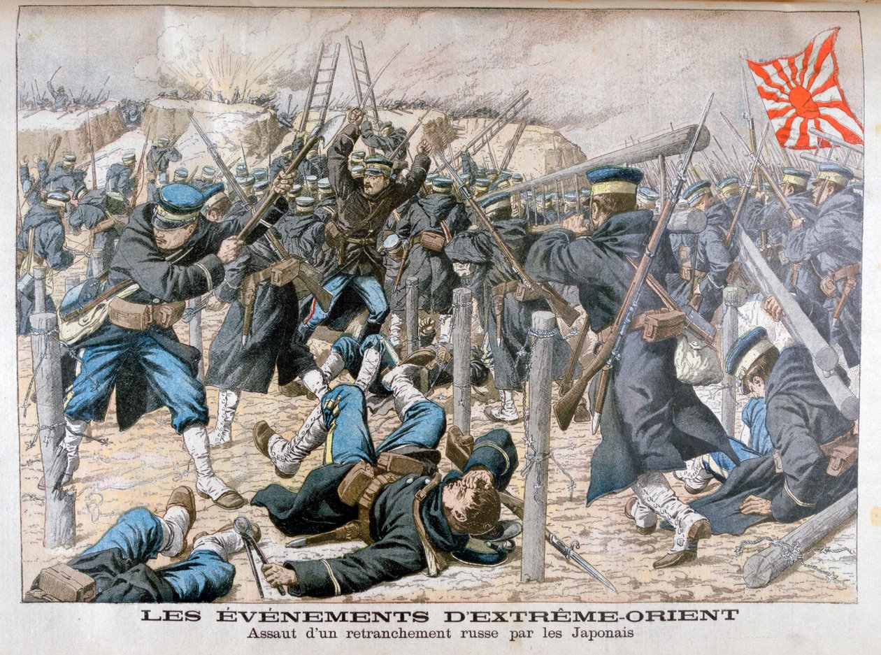 Japansk angreb på en russisk forskansning, russisk-japansk krig, 1904 af Unbekannt