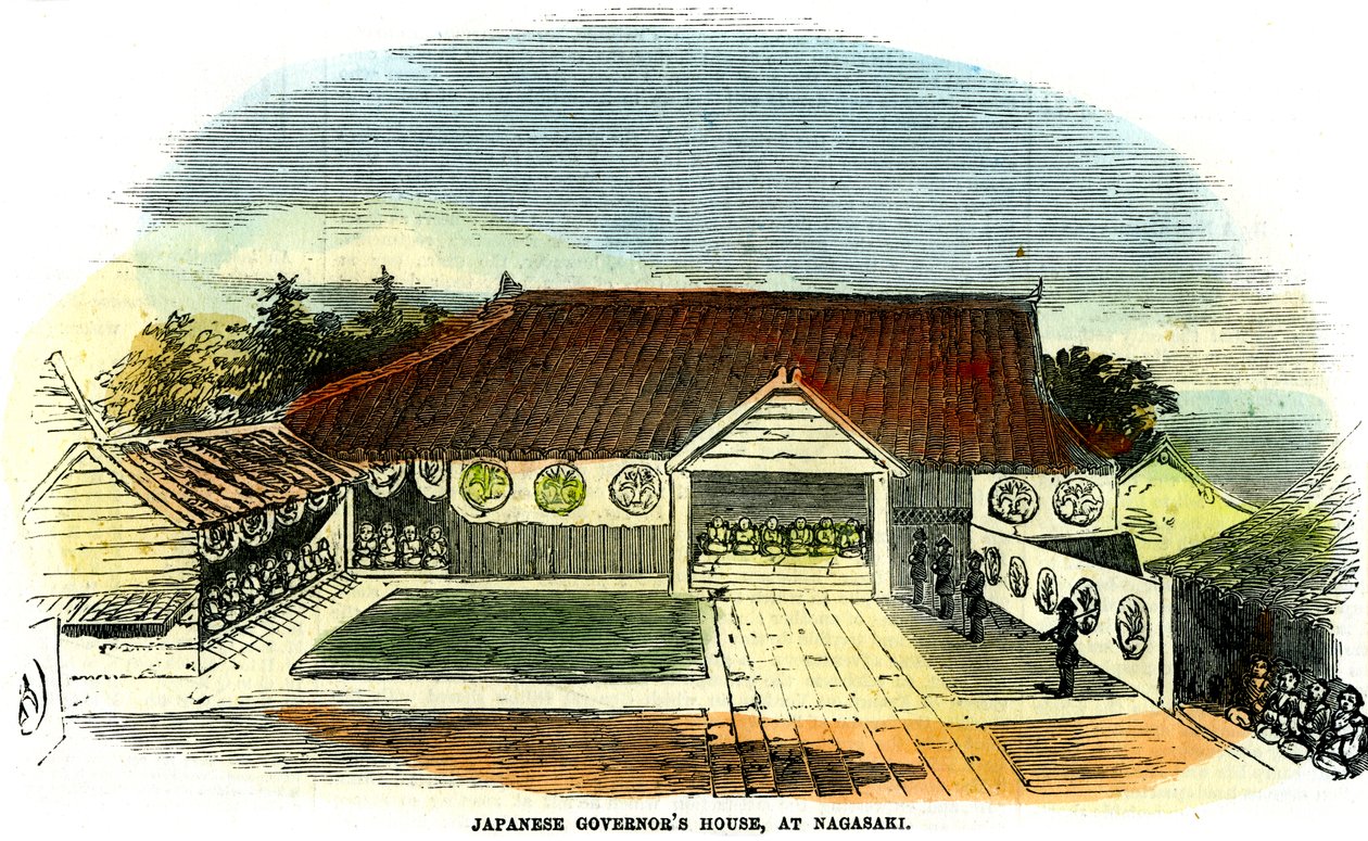 Japansk guvernørhus i Nagasaki, Japan, 1855 af Unbekannt