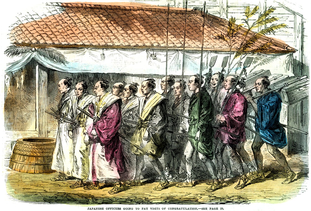 Japanske officerer vil aflægge lykønskningsbesøg, Japan, 1865 af Unbekannt