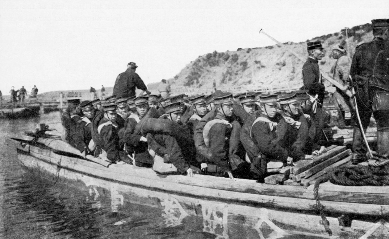 Japanske tropper lander ved Chinnampo, den russisk-japanske krig, 1904 af Unbekannt
