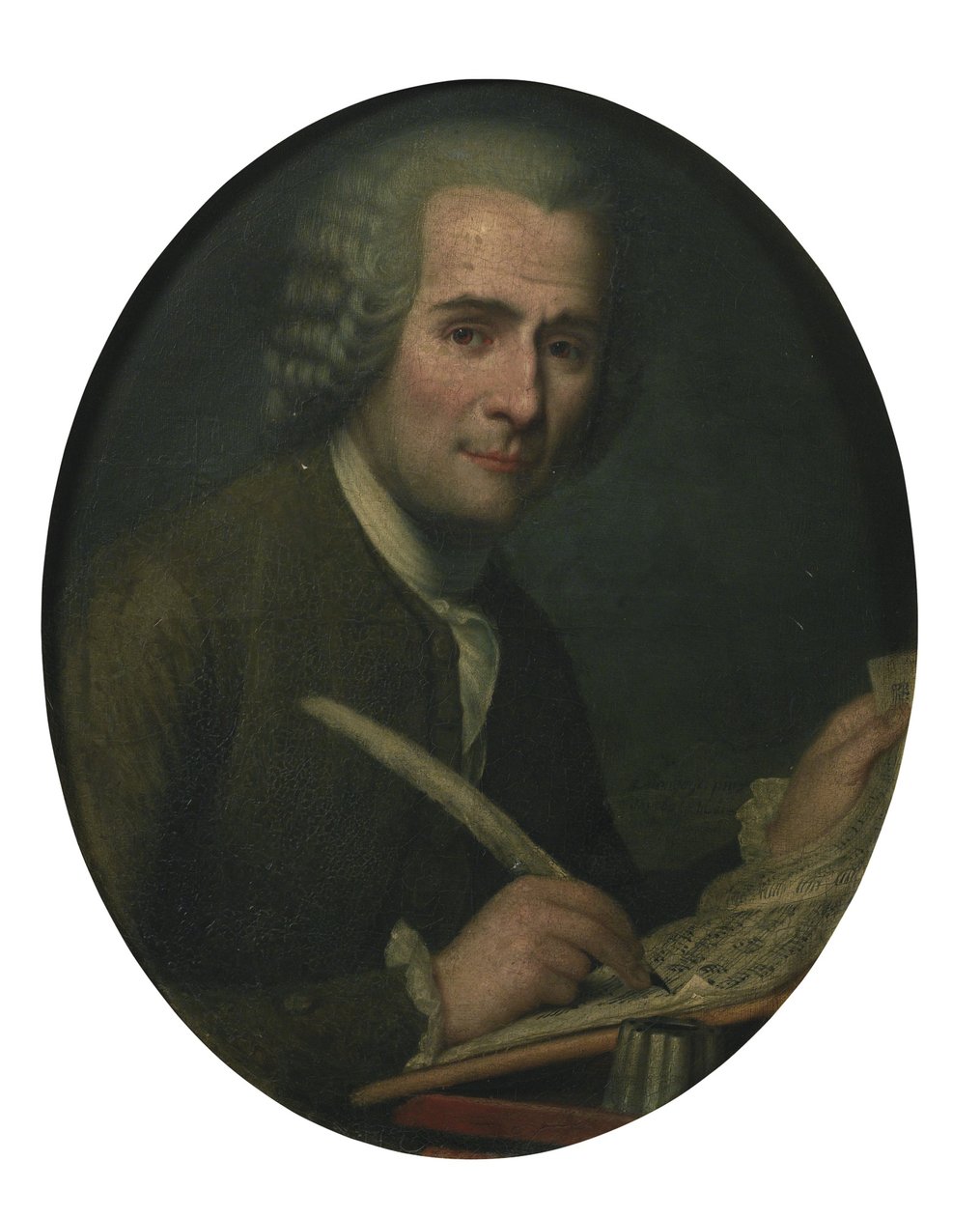 Jean-Jacques Rousseau 1712-1778 skriver et nodeblad af Unbekannt