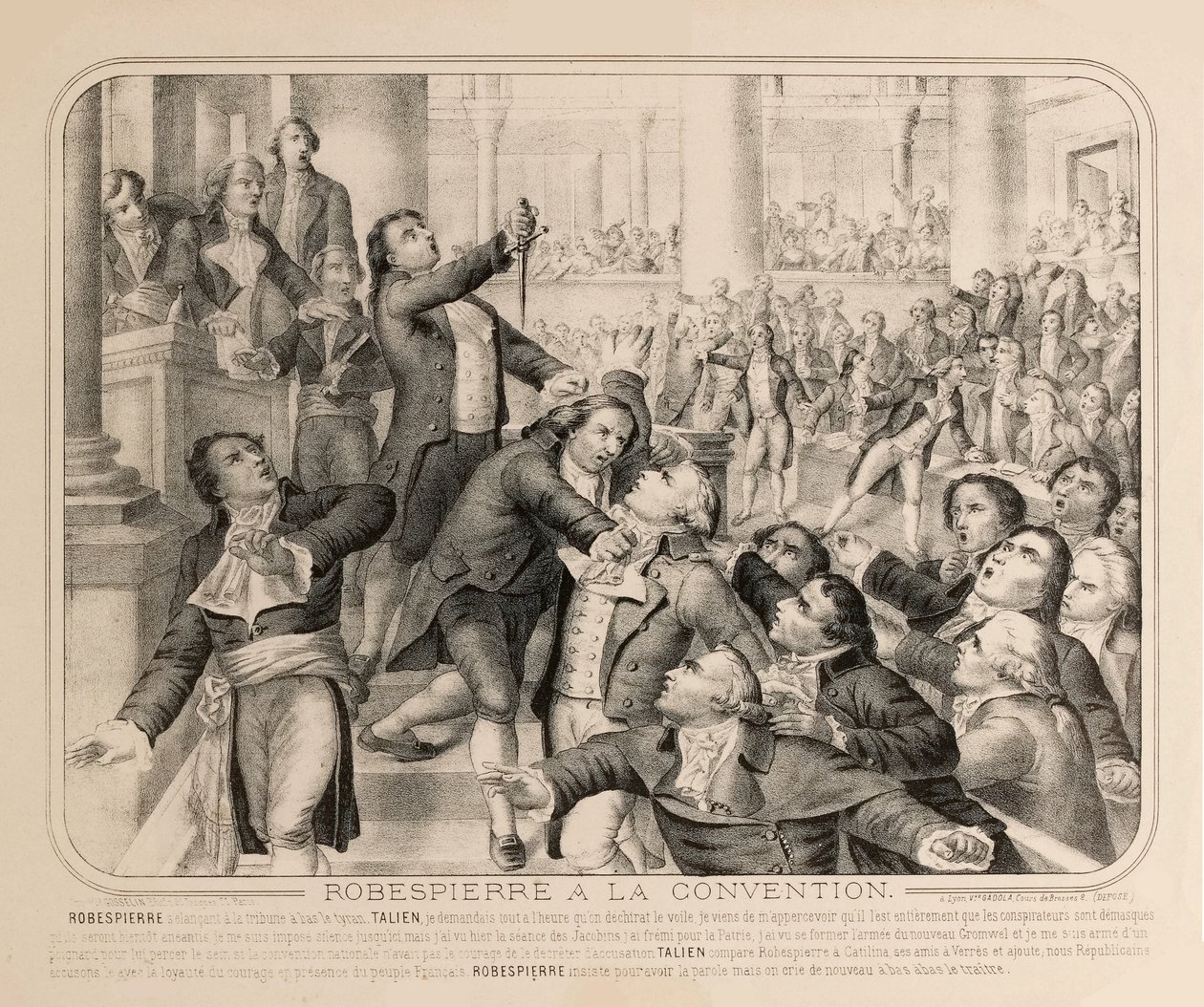 Jean-Lambert Tallien ved tribunen for Nationalkonventet om den 9. Thermidor..., 1794. af Unbekannt