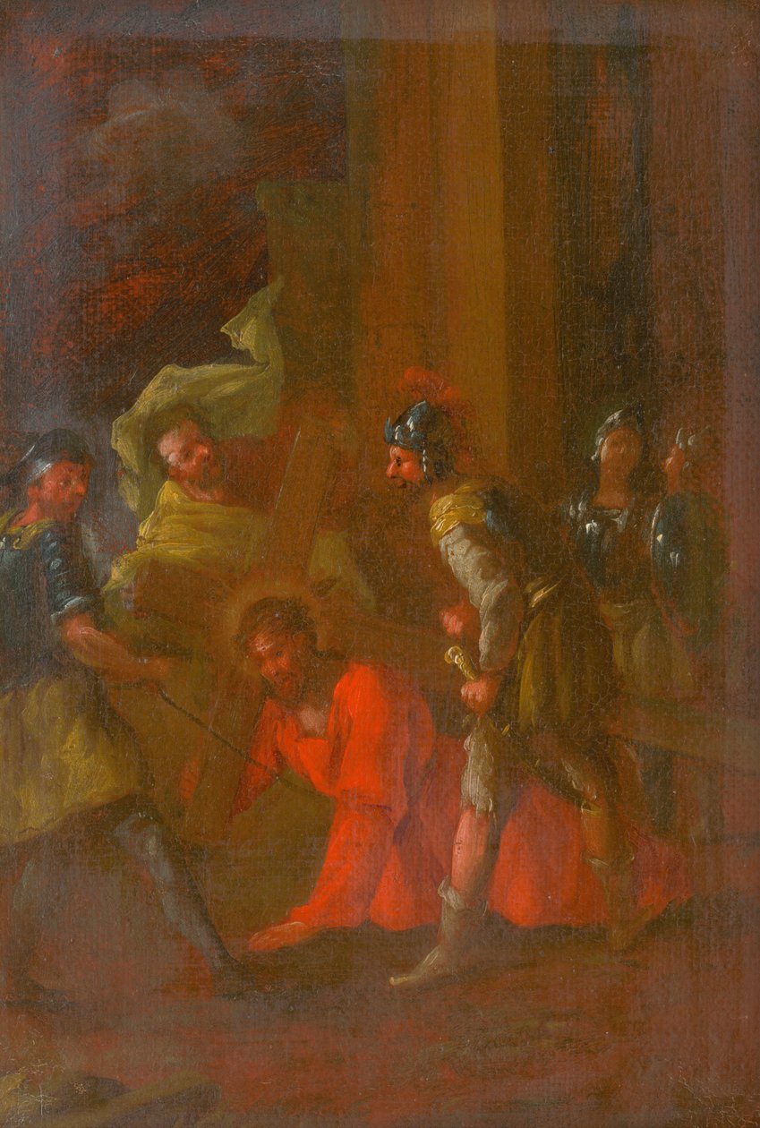 Jesus falder under korset for første gang. Undersøgelse af korsets vej III. af Unbekannt