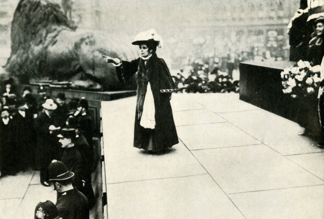 Jennie Baines taler på Trafalgar Square, 1908, 1947. af Unbekannt