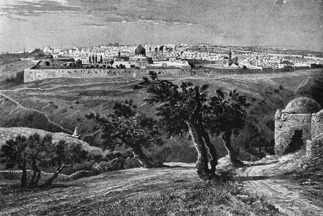 Jerusalem, fra Oliebjerget, 1902 af Unbekannt