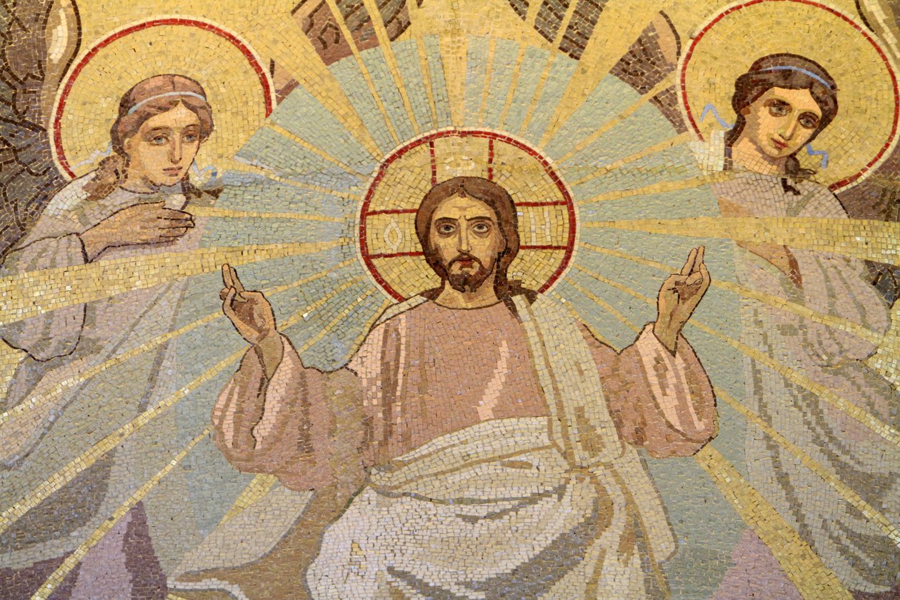 Jesus Kristus. Frelserens Kirke af Spildt Blod eller Opstandelseskirken, Sankt Petersborg, Rusland af Unbekannt