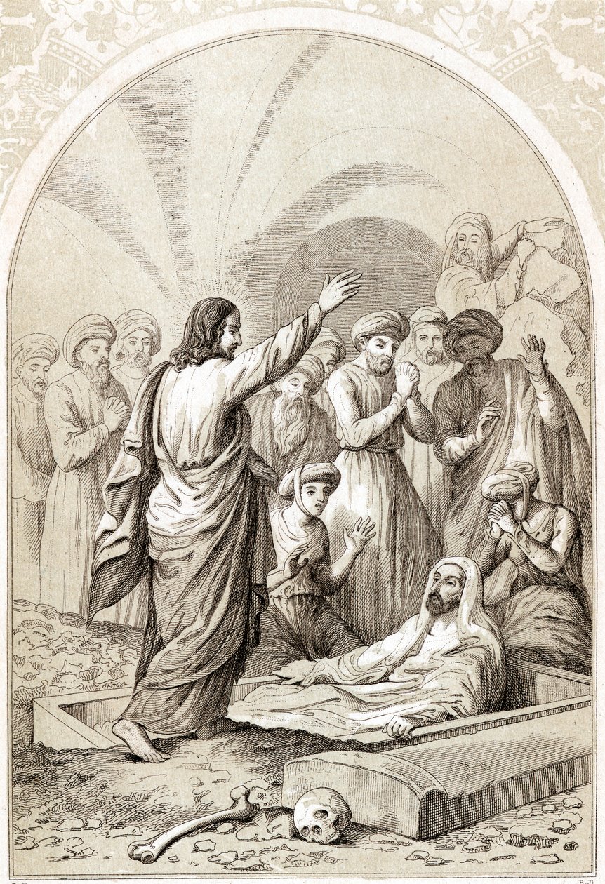 Jesus rejser Lazarus fra graven, c1880 af Unbekannt