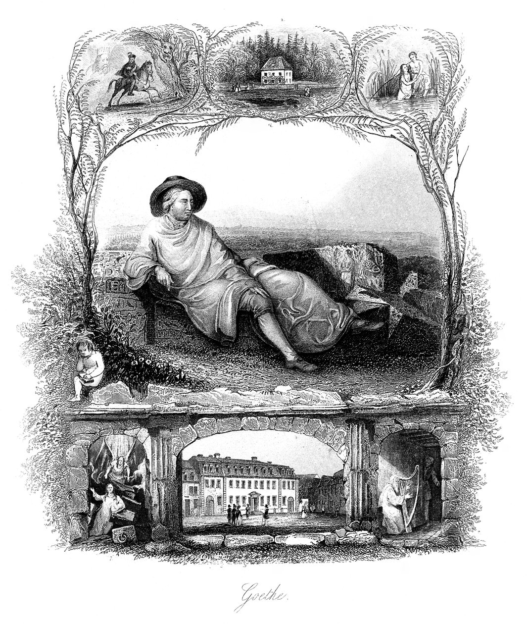Johann Wolfgang von Goethe, tysk digter, dramatiker og videnskabsmand, 1800-tallet af Unbekannt