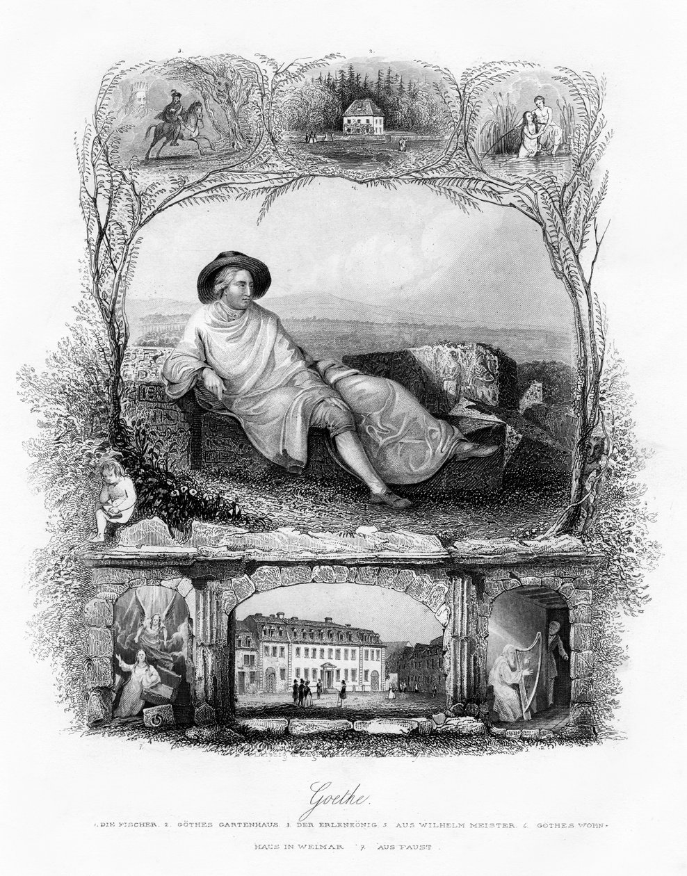 Johann Wolfgang von Goethe, tysk digter, dramatiker og videnskabsmand, 1800-tallet af Unbekannt