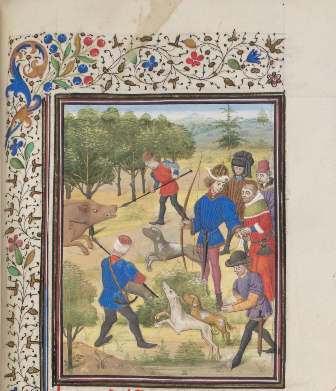 John II Comnenus, byzantinsk kejser ved jagten. Miniature fra Historia af Vilhelm af Tyrus, 1460