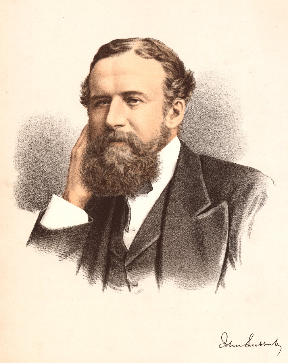 John Lubbock, første baron Avebury, engelsk bankmand, arkæolog, naturforsker og politiker, c1880 af Unbekannt