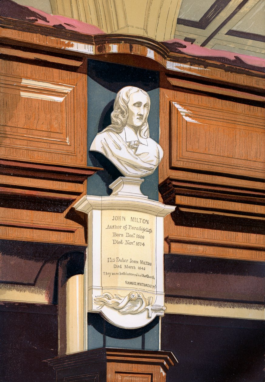 John Miltons monument, St Giles Church, Cripplegate, London, c1850 af Unbekannt