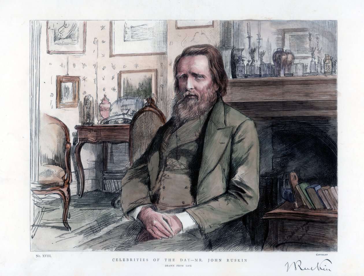John Ruskin 1819-1900, engelsk kritiker, forfatter, digter og kunstner, 1886 af Unbekannt