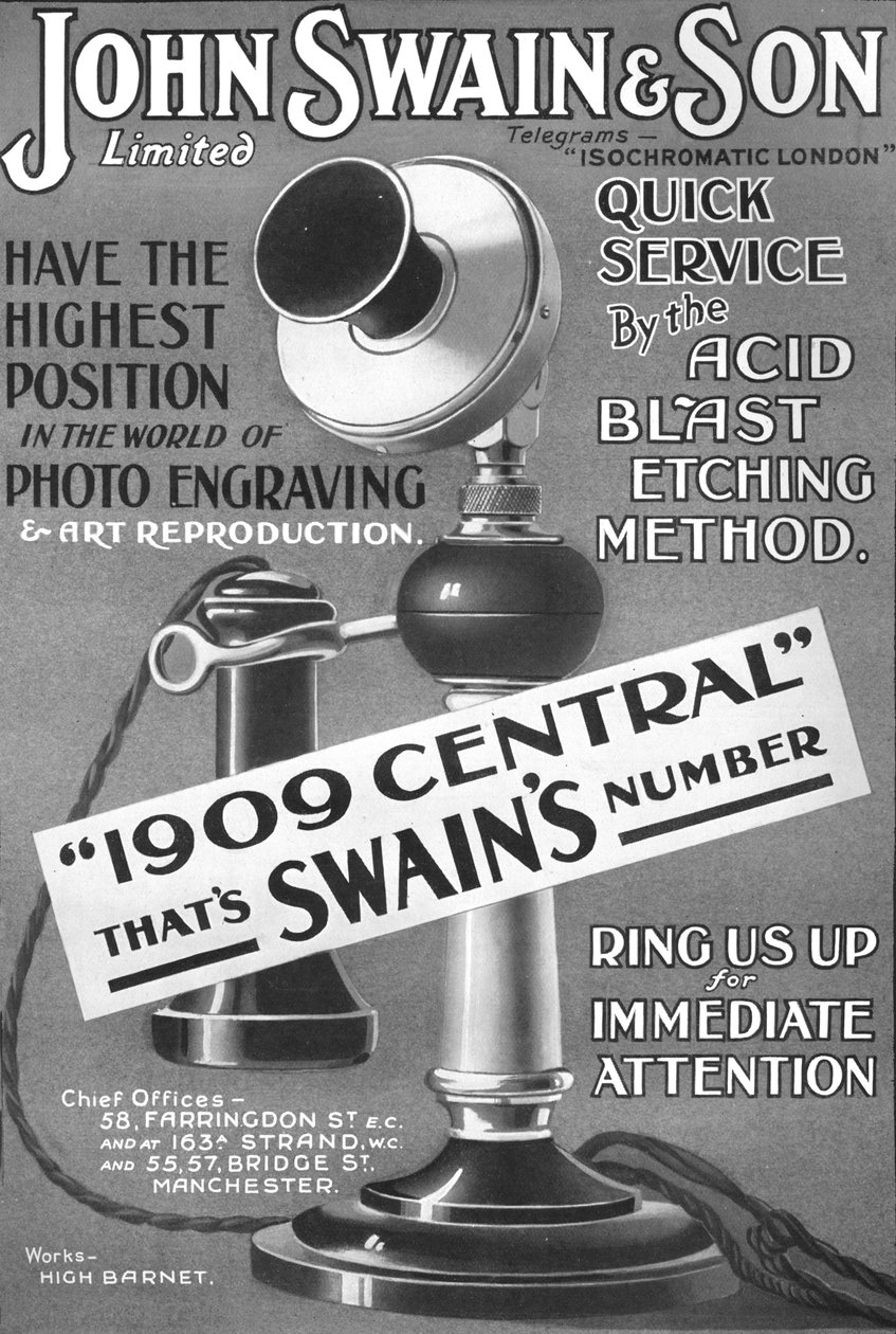 John Swain & Son Limited-annonce, 1907 af Unbekannt