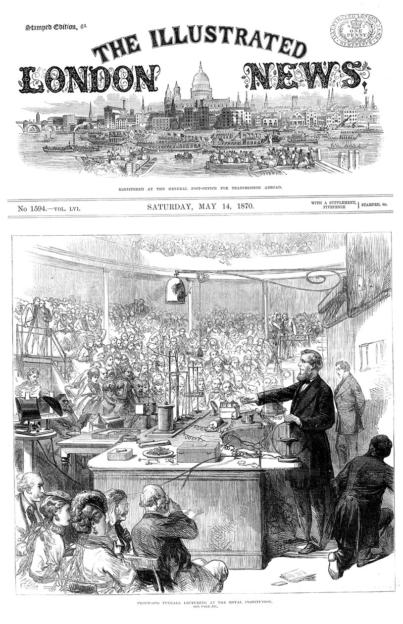 John Tyndall forelæser om elektromagnetisme ved Royal Institution, London. maj 1870 af Unbekannt