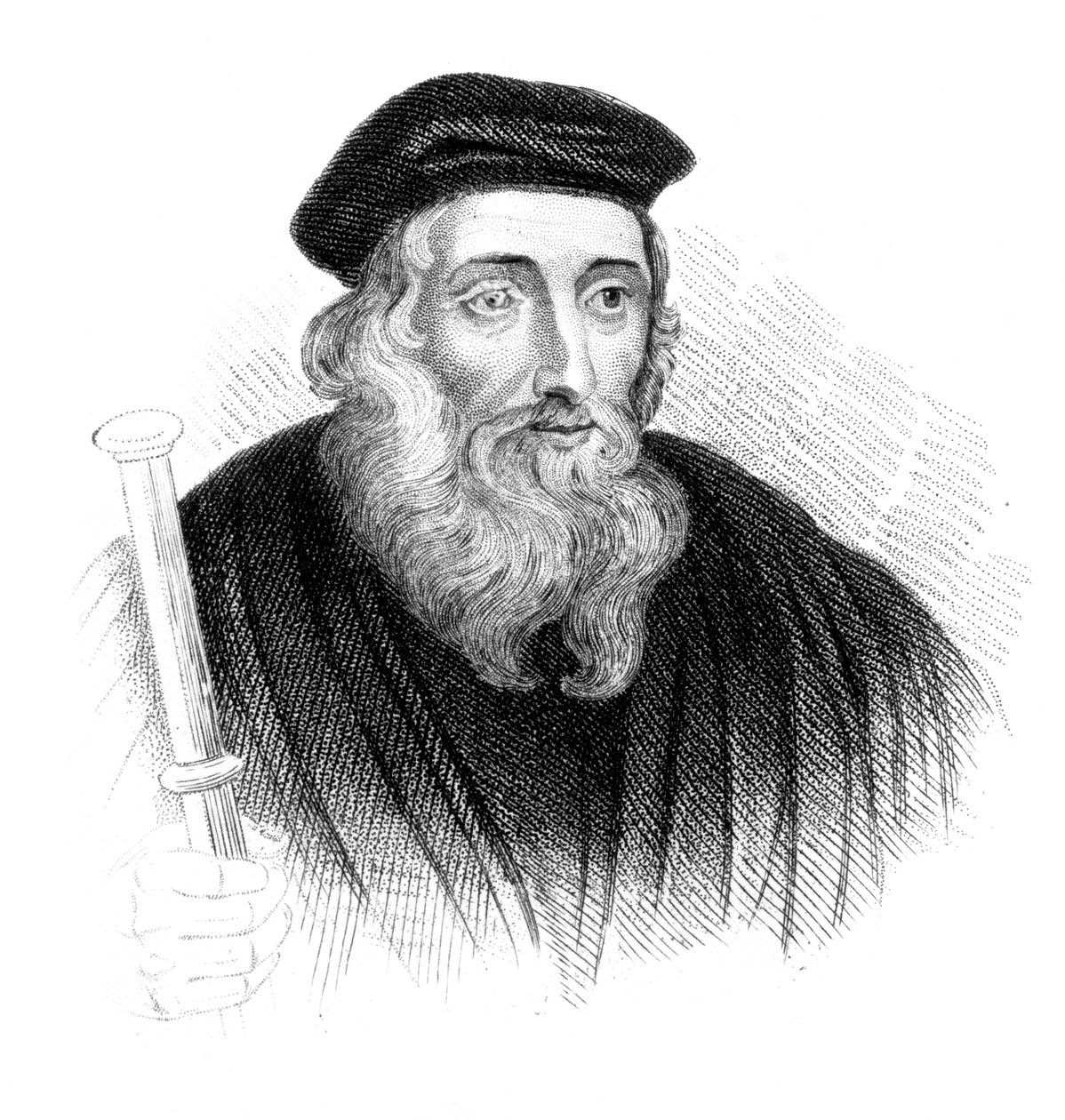 John Wycliffe, engelsk teolog og religiøs reformator fra det 14. århundrede, c1850 af Unbekannt