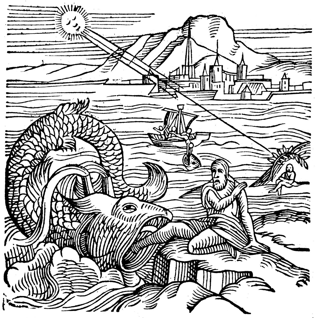 Jonas bliver udspyet af hvalen, 1557 af Unbekannt