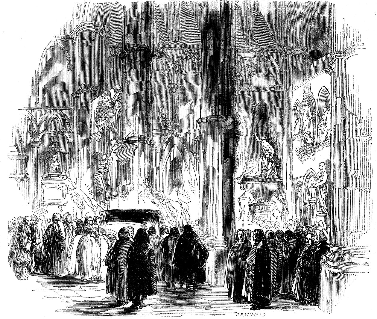 Joseph Addisons fakkelbegravelse i Westminster Abbey, 1719 c1850 af Unbekannt