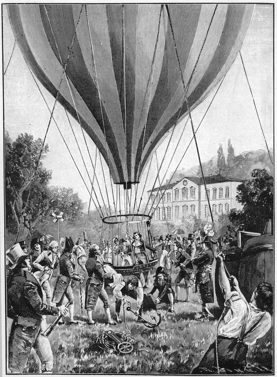 Joseph Louis Gay-Lussac laver en ballonopstigning fra Paris, 14. september 1804 1910 af Unbekannt
